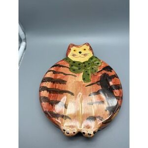 Italica Ars Vintage‎ Fat Cat Ceramic Wall Art Handpainted Made in Italy